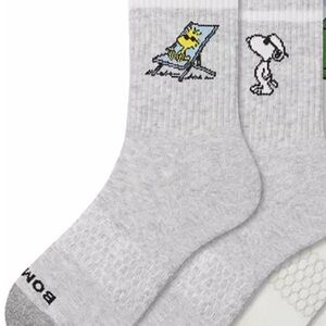 Bombas Light Gray Snoopy & Woodstock Casual Socks